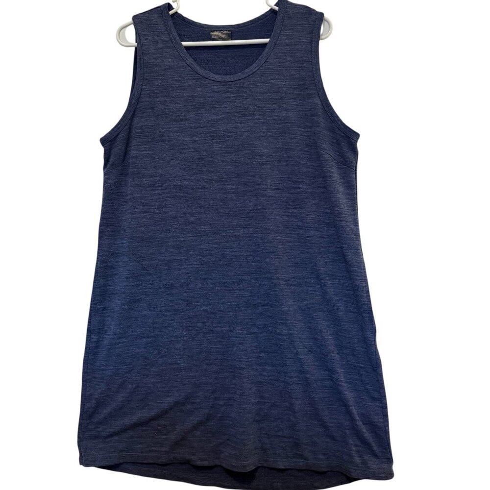32 Degrees Cool Navy Heathered Knit Tank Dress Sz XL Short Pocket Stretch Sporty